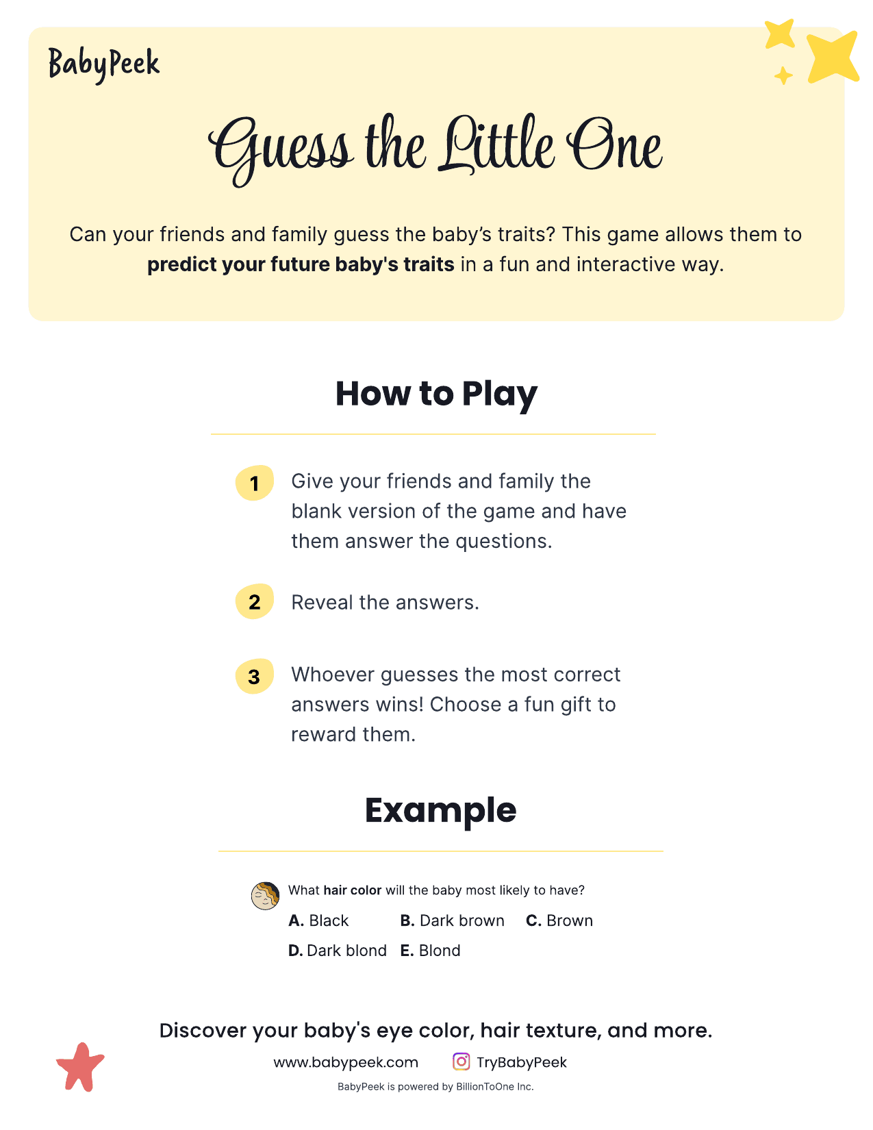 Guess the Little One printable game