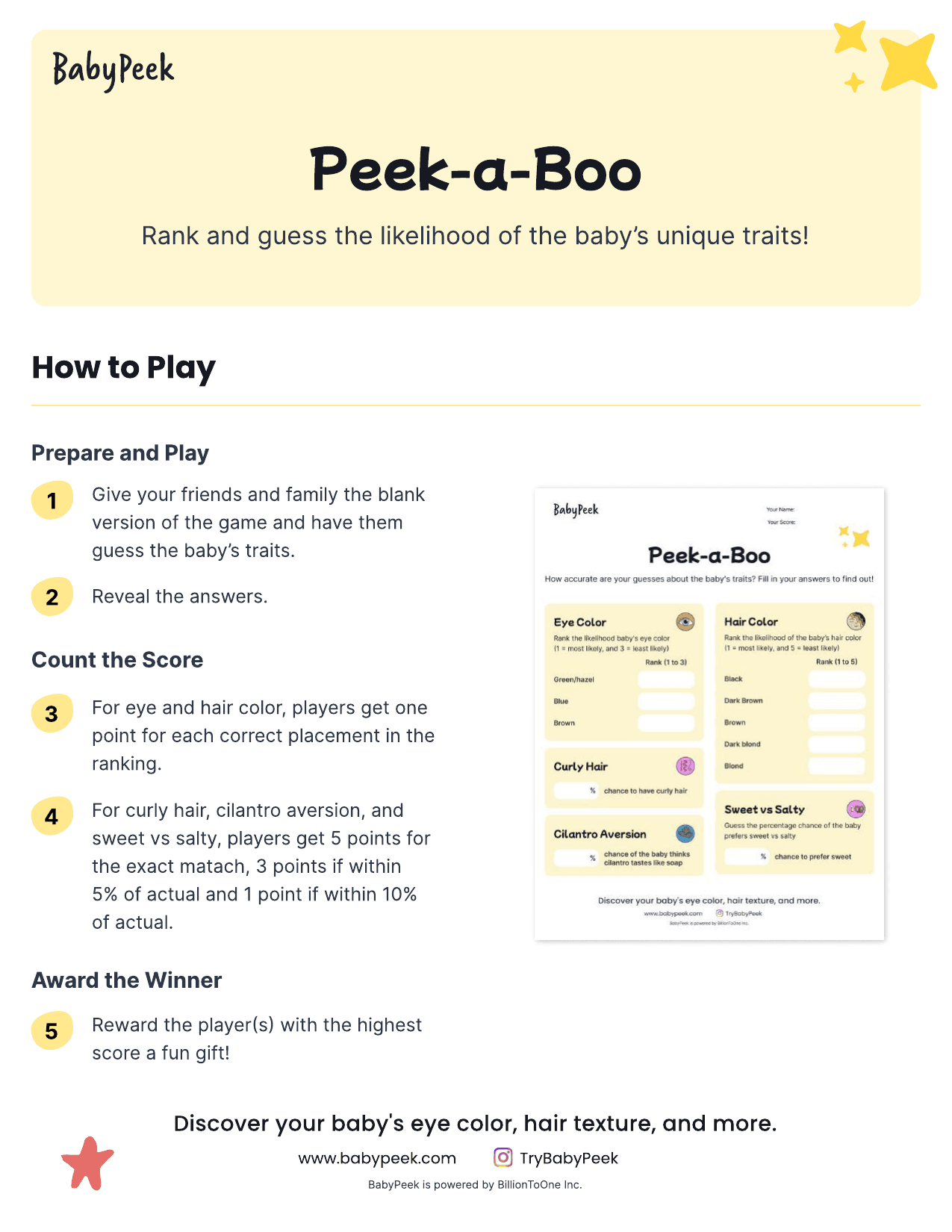 Peek-a-Boo printable game