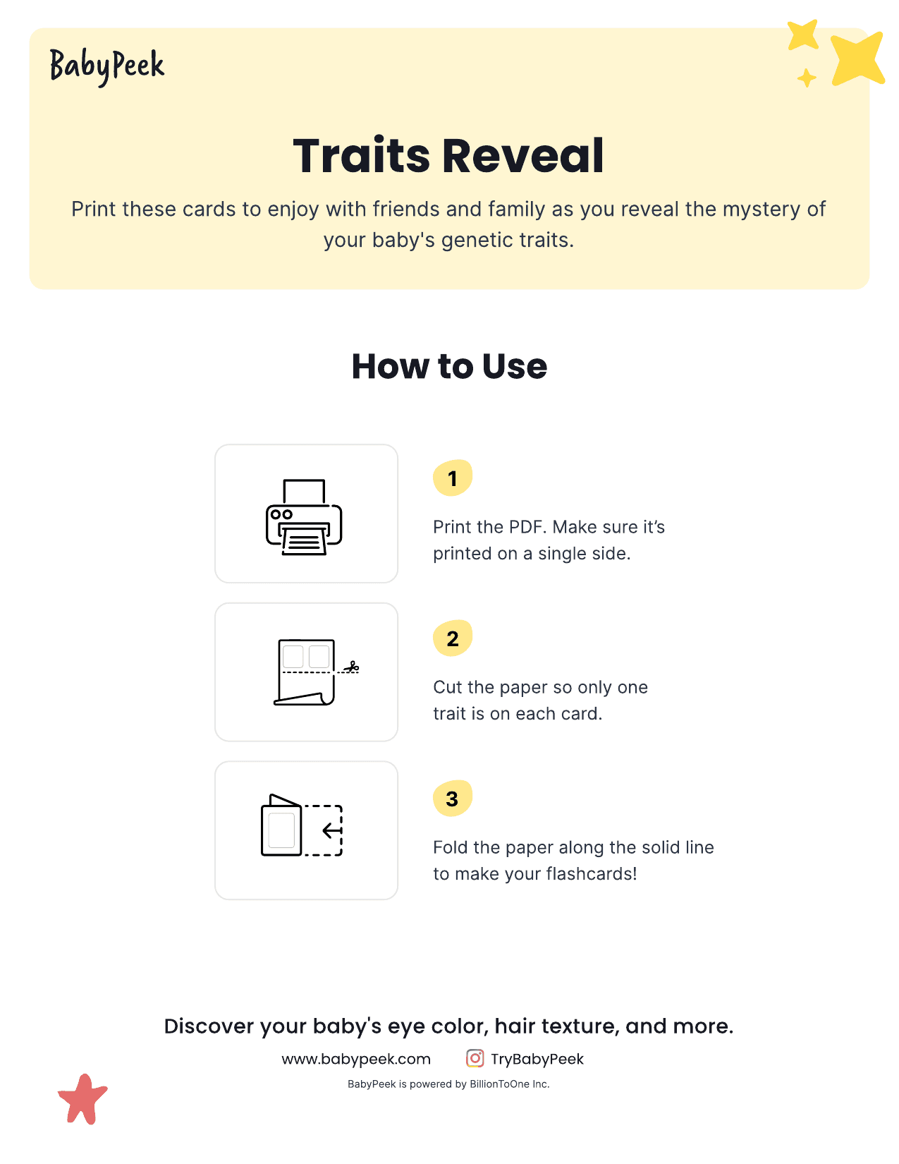 Traits Reveal printable game