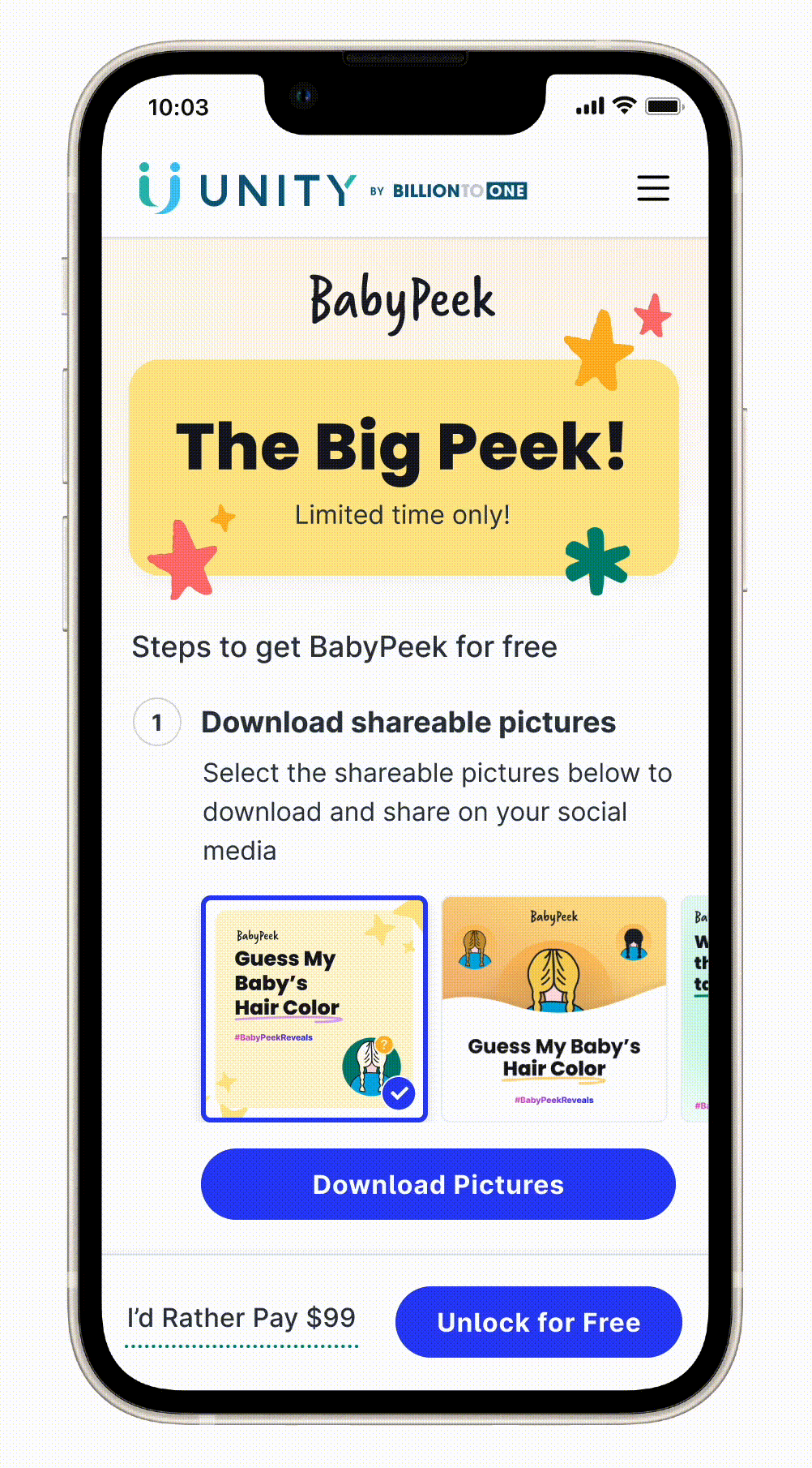 Initial free BabyPeek campaign design